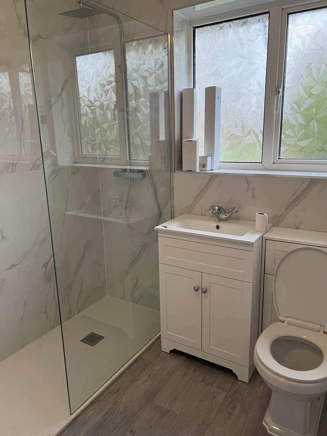 Two bathrooms, back to back